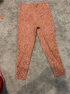 Leopard print leggings- hot pink and tan